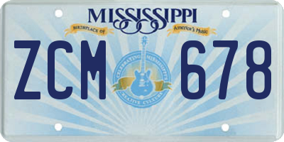 MS license plate ZCM678