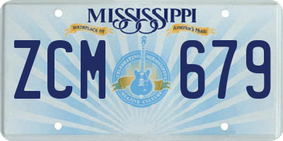 MS license plate ZCM679