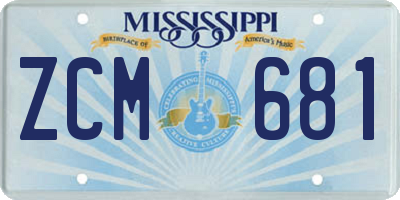 MS license plate ZCM681