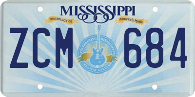 MS license plate ZCM684