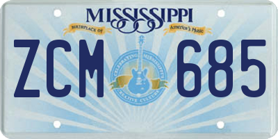 MS license plate ZCM685