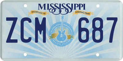 MS license plate ZCM687