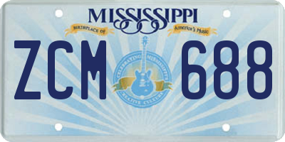 MS license plate ZCM688