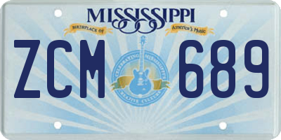 MS license plate ZCM689