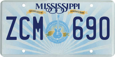 MS license plate ZCM690