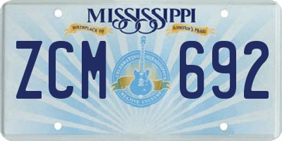 MS license plate ZCM692