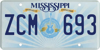 MS license plate ZCM693
