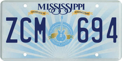 MS license plate ZCM694