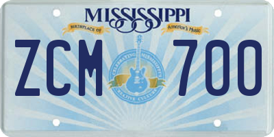 MS license plate ZCM700