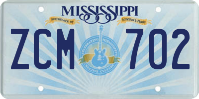 MS license plate ZCM702
