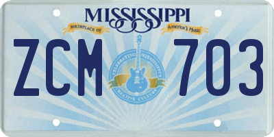MS license plate ZCM703