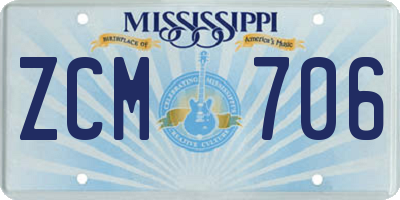 MS license plate ZCM706