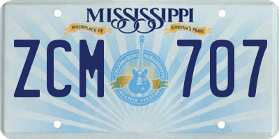MS license plate ZCM707