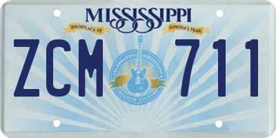 MS license plate ZCM711