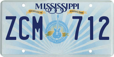 MS license plate ZCM712