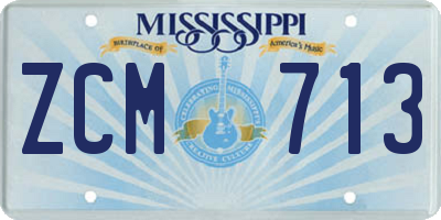 MS license plate ZCM713