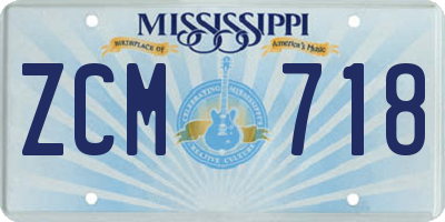 MS license plate ZCM718