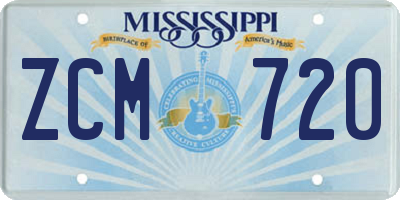 MS license plate ZCM720