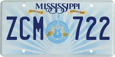 MS license plate ZCM722