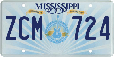 MS license plate ZCM724
