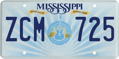 MS license plate ZCM725
