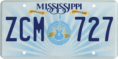 MS license plate ZCM727