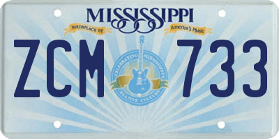 MS license plate ZCM733