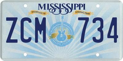 MS license plate ZCM734