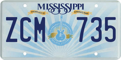 MS license plate ZCM735