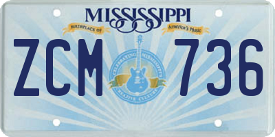 MS license plate ZCM736