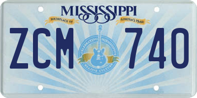 MS license plate ZCM740