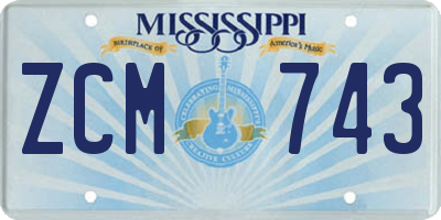 MS license plate ZCM743