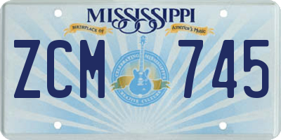 MS license plate ZCM745