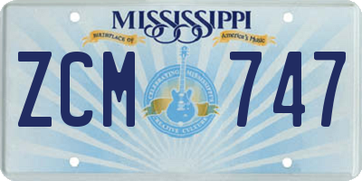 MS license plate ZCM747