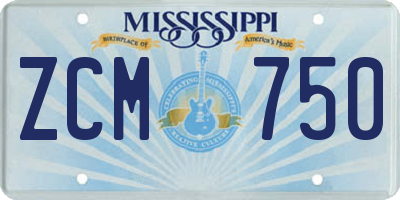 MS license plate ZCM750