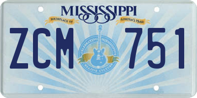 MS license plate ZCM751