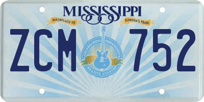 MS license plate ZCM752