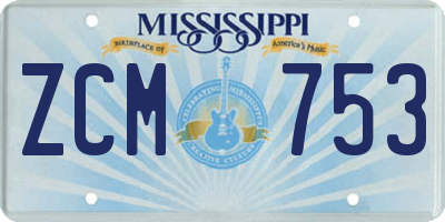 MS license plate ZCM753