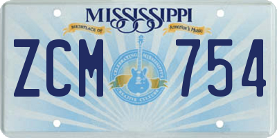 MS license plate ZCM754