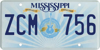 MS license plate ZCM756