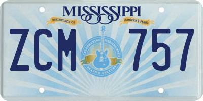 MS license plate ZCM757