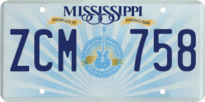 MS license plate ZCM758