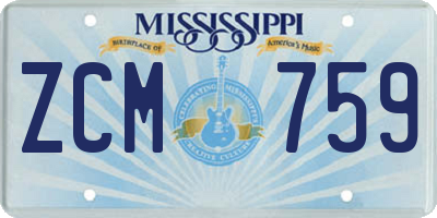 MS license plate ZCM759