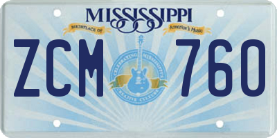 MS license plate ZCM760
