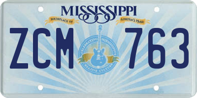 MS license plate ZCM763