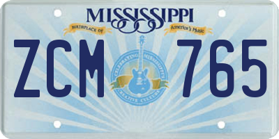 MS license plate ZCM765