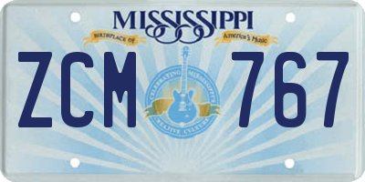 MS license plate ZCM767