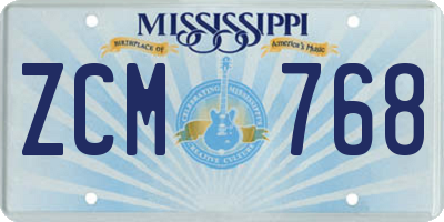 MS license plate ZCM768