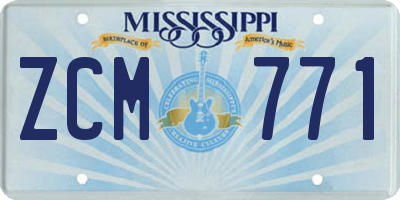 MS license plate ZCM771