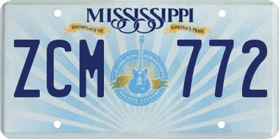 MS license plate ZCM772